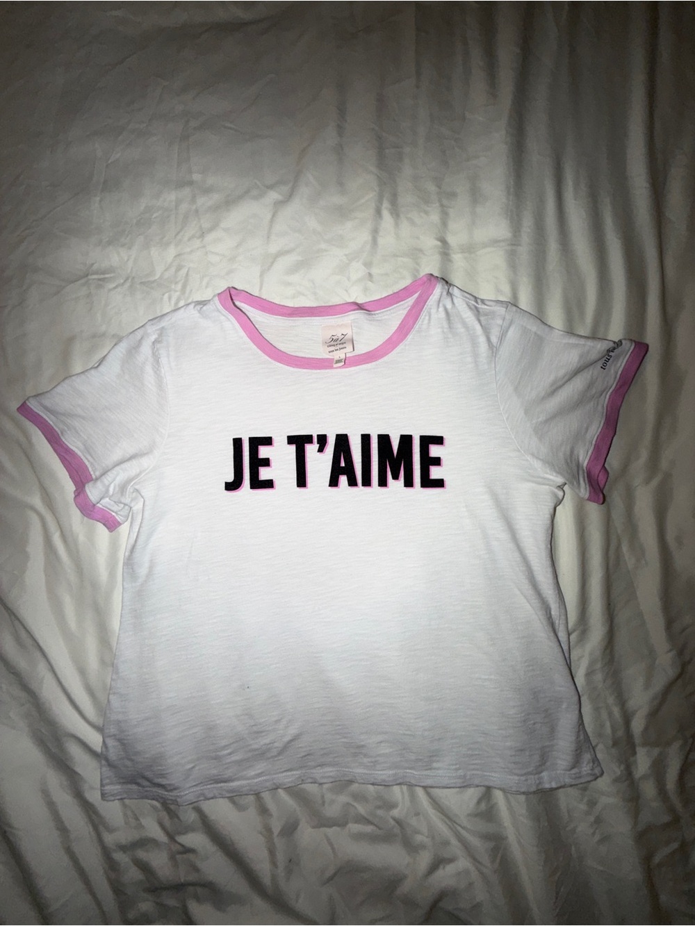 Cinq a Sept Women’s Je T'aime' White and Pink Tee Shirt Top Size L